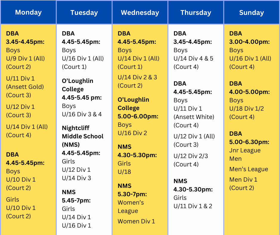 Ansett 24-25 Championship Season Timetable